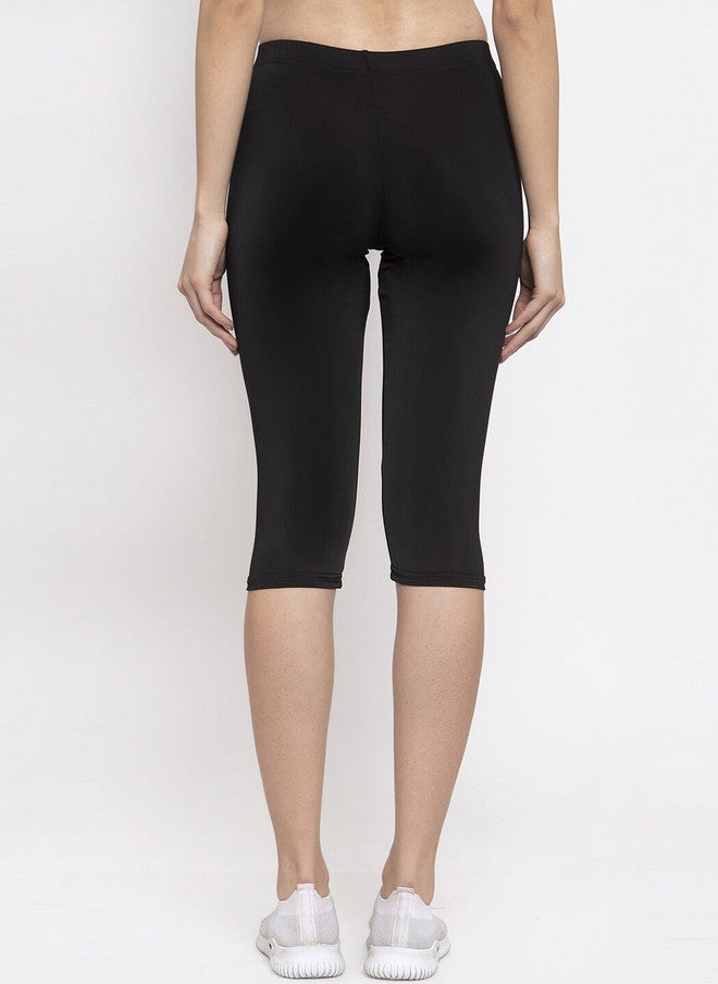 CUKOO Women Black Solid Three-Fourth Tights - Image 3